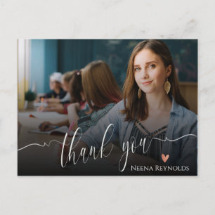 Elegant Script Foto Afstudeer Dankjewel Briefkaart