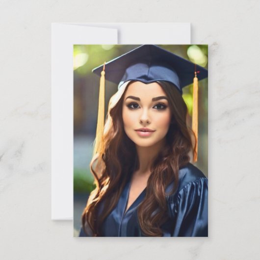 Elegant Script foto Afstuderen Bedankt Kaarten (Voorkant)