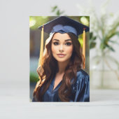 Elegant Script foto Afstuderen Bedankt Kaarten (Staand voorkant)