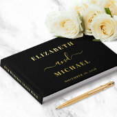 Elegant Script Foto Black Wedding Gastenboek