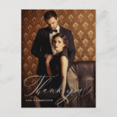 Elegant Script Foto bruiloft Dank u Briefkaart (Voorkant)