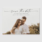 Elegant Script Foto Bruiloft Magnetische Kaart (Voorkant)