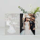 Elegant Script Foto Bruiloft Save The Date Folie Uitnodiging (Staand Voorkant)