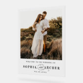 Elegant Script Foto Bruiloft Welkom Acryl Bord (Hoek)