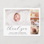 Elegant Script Foto Collage Geboorteaankondiging Briefkaart (Voorkant)