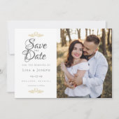 Elegant script foto Gold Heart Opslaan datum Kaart (Voorkant)