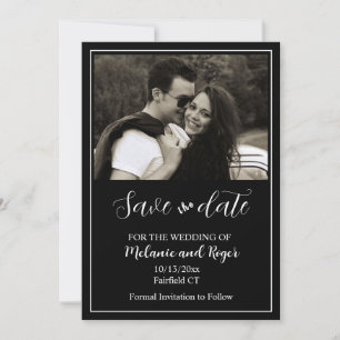 Elegant Script Foto Minimalistisch Bewaar de Datum Kaart