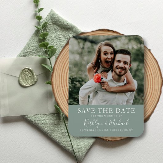 Elegant Script Foto Modern minimalist Weddenschap Magneet