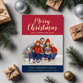 Elegant Script Foto Prettig Kerstfeest Folie Feestdagenkaart