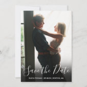 Elegant Script Foto QR Code Huwelijk Save The Date (Voorkant)