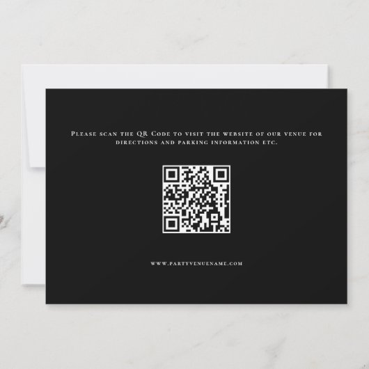 Elegant Script Foto QR Code Verloving Zwart Kaart (Achterkant)