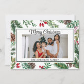 Elegant Script Foto Red Merry Christmas Feestdagenkaart (Voorkant)