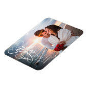 Elegant Script Foto Save the Date Magneet (Linkerzijde)