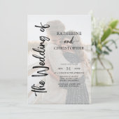 Elegant Script Foto Zwart Wit Formele Huwelijk Kaart (Staand voorkant)