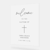 Élégant Script Frosted Baptism Bienvenue (Angle)