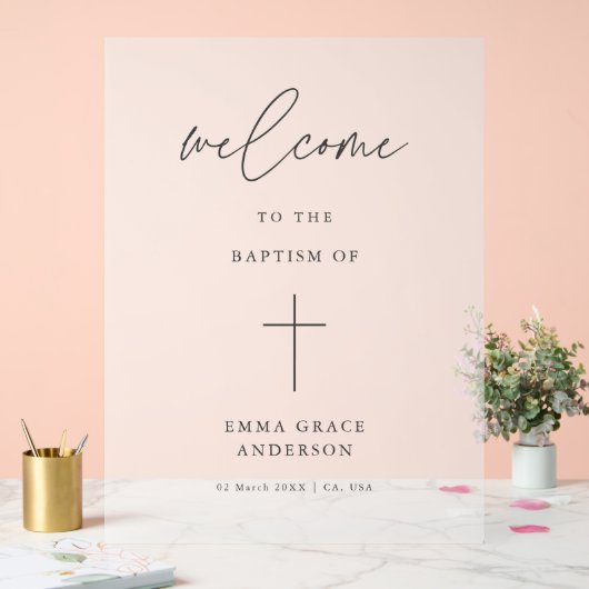 Élégant Script Frosted Baptism Bienvenue (Mariage)