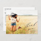 Elegant Script Full Photo Afstuderen Hartelijk dan Briefkaart (Voorkant / Achterkant)