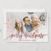 Elegant Script Full Photo Merry Kerstred Feestdagenkaart (Voorkant)