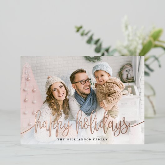 Elegant Script Full Prettige feestdagen Kerstmis (Staand Voorkant)