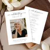 Elegant Script Funeral Ceremony Service With Photo Programma
