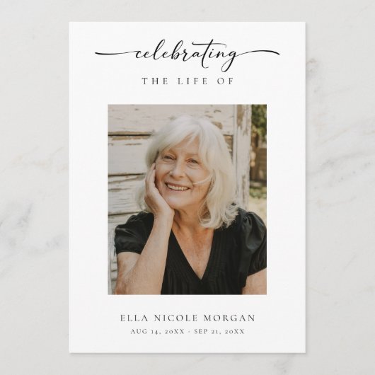 Elegant Script Funeral Ceremony Service With Photo Programma (Voorkant)