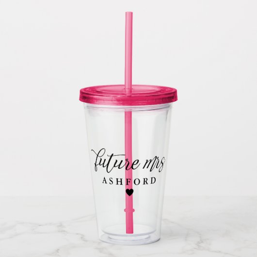 Elegant Script Future Mrs Coffee Acryl Drinkbeker (Voorkant)