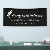 Elegant script Gefeliciteerd Afstuderen Zwart Spandoek (Beurs)