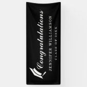 Elegant script Gefeliciteerd Afstuderen Zwart Spandoek (Verticaal)