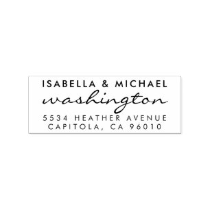 Elegant script gehuwd met paar retouradres 	rubberstempel