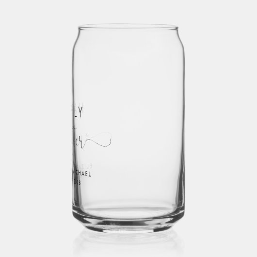 Elegant script gelukkig ooit na bruiloft blikvorm glas (Links)