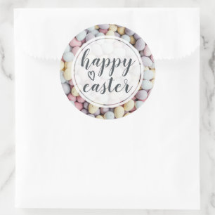 Elegant Script Gelukkig Pasen Eieren Ronde Sticker