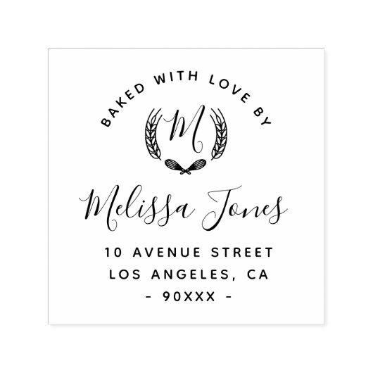 Elegant script gepersonaliseerde Bakkerij logo bus Zelfinktende Stempel (Design)