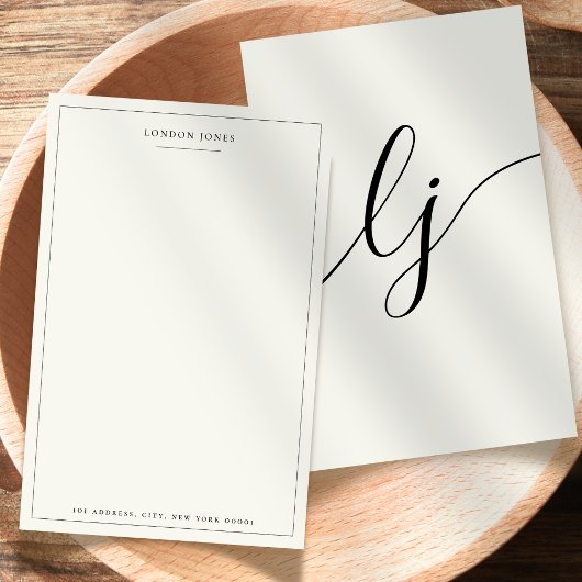 Elegant script Gepersonaliseerde briefpapier Ivoor