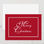 Elegant script gepersonaliseerde rode kerst feestdagenkaart (Voorkant / Achterkant)