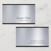 Elegant Script Glamoureus Silver Modern Plain Luxe Visitekaartje (Voorkant / Achterkant)