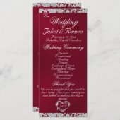 Elegant Script & Glitter - Bourgondische bruiloft Programma (Voorkant / Achterkant)