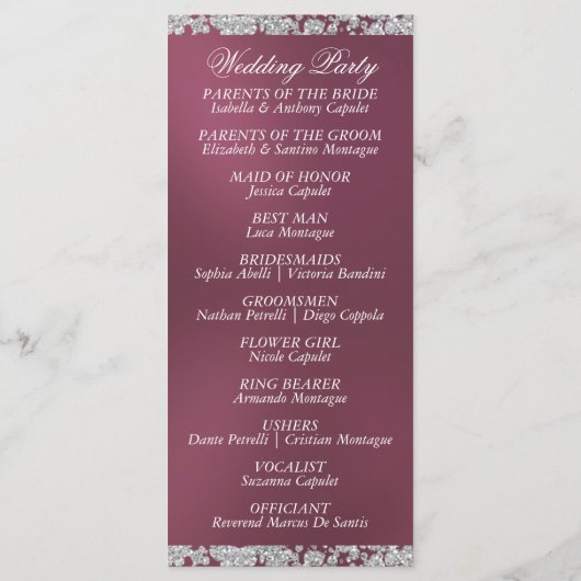 Elegant Script & Glitter - Lavendel Wedding Programma (Achterkant)