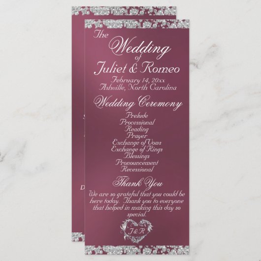 Elegant Script & Glitter - Lavendel Wedding Programma (Voorkant / Achterkant)