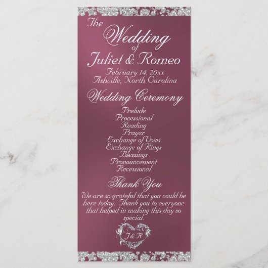 Elegant Script & Glitter - Lavendel Wedding Programma (Voorkant)