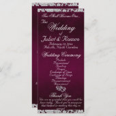 Elegant Script & Glitter - Paarse bruiloft Programma (Voorkant / Achterkant)