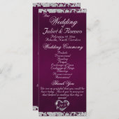 Elegant Script & Glitter - Paarse bruiloft Programma (Voorkant / Achterkant)