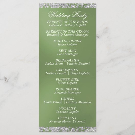 Elegant Script & Glitter - Sage Wedding Programma (Achterkant)