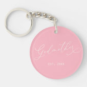 Elegant Script Godmother Established Date Photo Sleutelhanger (Voorkant)