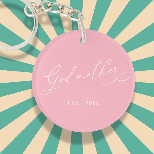 Elegant Script Godmother Established Date Photo Sleutelhanger