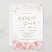 Elegant script gold blush floral reheardiner kaart (Voorkant)