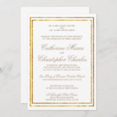 Elegant Script Gold Border Wedding Uitnodigen Kaart (Voorkant / Achterkant)
