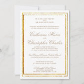 Elégant Script Gold Bordure Mariage Invitation (Devant)