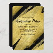 Elegant Script Gold Brush Retirement Party Kaart (Voorkant / Achterkant)