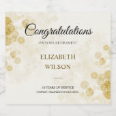 Elegant Script Gold Confetti Retirement Party Sparkling Wijnetiket (Enkel label)