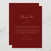 Elegant Script Gold & Deep Red bedankkaart (Voorkant / Achterkant)